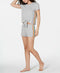 INC Super Soft Rainbow Tie-Front Top and Shorts Pajama Set Gray Size Large
