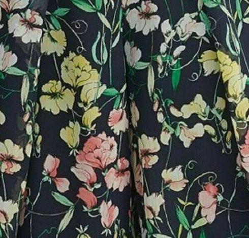 Tommy Hilfiger Womens Blue Pink Floral Printed Ruffled Wide Leg Jumpsuit Size 4