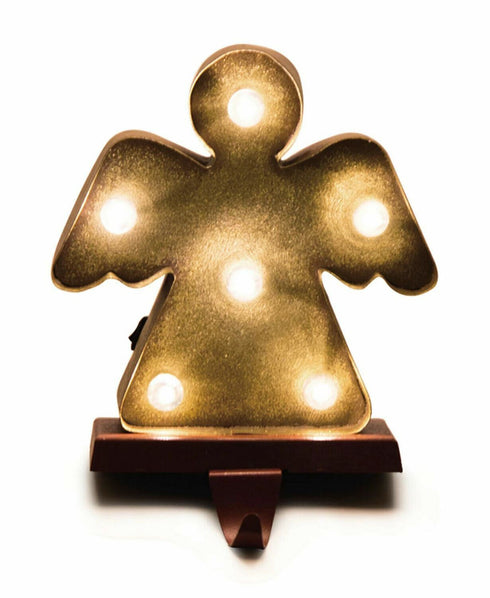 Glitzhome Marquee LED Angel Christmas Stocking Holder 7.5" Battery Operated