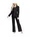 INK+IVY Women's Notch Collar Pajama Top and Pant Set Black Size Small