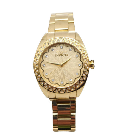 INVICTA WILDFLOWER WOMENS QUARTZ 35 MM GOLD CASE GOLD DIAL - MODEL 28826
