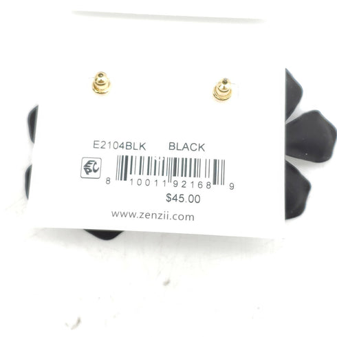 Zenzii Gold-Tone Painted Black Metal Flower Stud Earrings MSRP $45