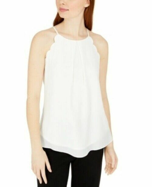 Bcx Juniors' Scalloped Sleeveless Top White Size XS