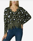 Polly & Esther Juniors' Destructed Animal-Print Sweater, Size L