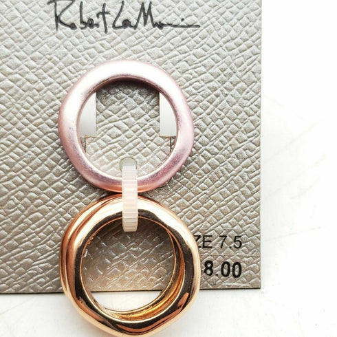 Robert Lee Morris Rose Quartz Stackable 3-Ring Set Pink Size 7.5 MSRP $48