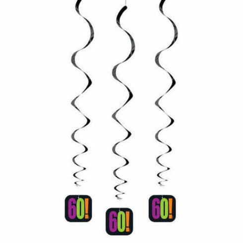 Birthday Cheer 60th Birthday Hanging Decorations, 3pk 26"