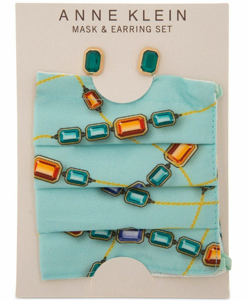 Anne Klein Gold-Tone Stone Stud Earrings & Face Mask Set
