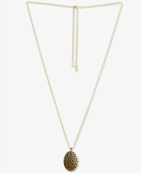 Lucky Brand Gold-Tone Leopard Reversible 34" Adjustable Pendant Necklace