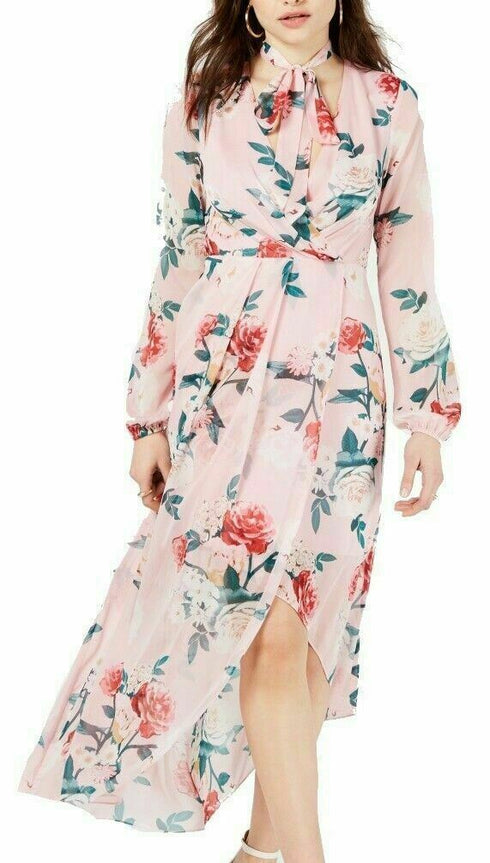 Guess Women's Dress Light Pink Sheath Floral Kellyanne Hi-Low MSRP $128 Size 4