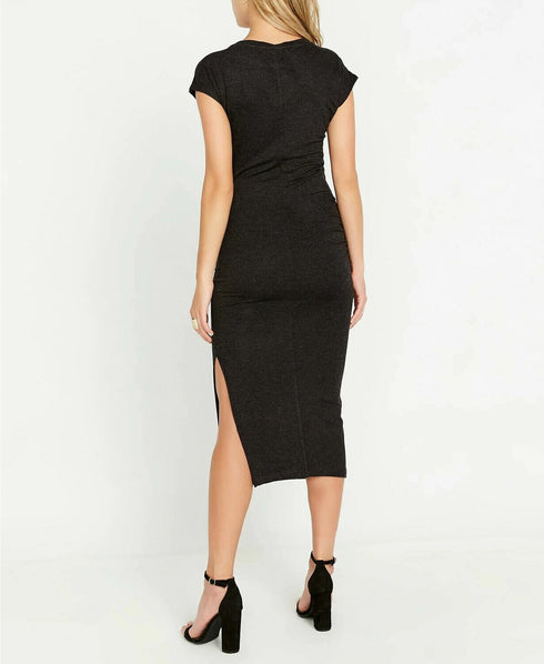 Buffalo David Bitton Bon Chic Side Shirring Maxi Dress Dark Grey Size XS