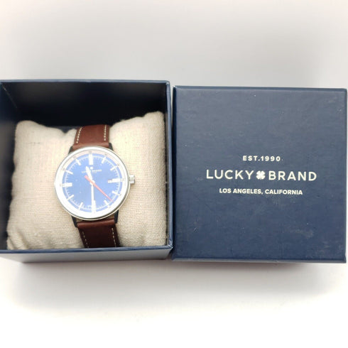 Lucky Brand Fairfax Stainless Steel Brown Leather Band Blue Face Men's Watch