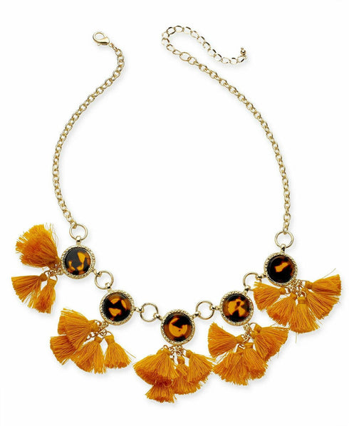 INC Gold-Tone Tortoise-Look & Multi-Tassel Statement Necklace, 18" + 3" ext