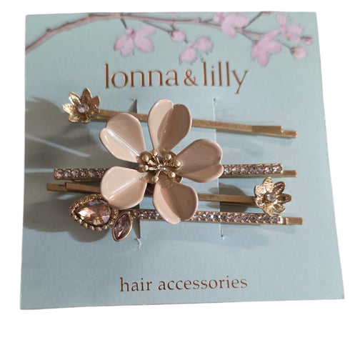 lonna & lilly Gold-Tone 4-Pc. Set Crystal Flower Bobby Pins