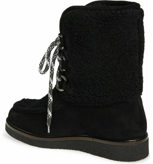 Aquatalia Wynter Water Resistant Genuine Shearling Boot Black Size 10 Msrp $595