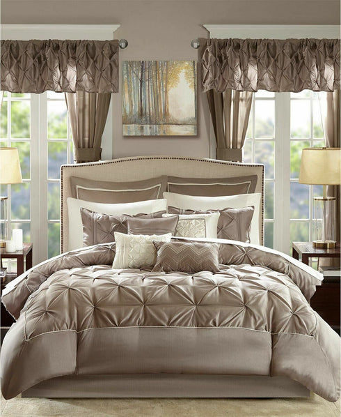 Madison Park Essentials Joella King 24-Pc. Taupe - New MSRP $550