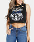 GUESS Women Ripped Cotton Graphic Famous Crop Top Size Small