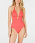 Bar Ill Women's Solid Cutout One-Piece Swimsuit Coral Medium