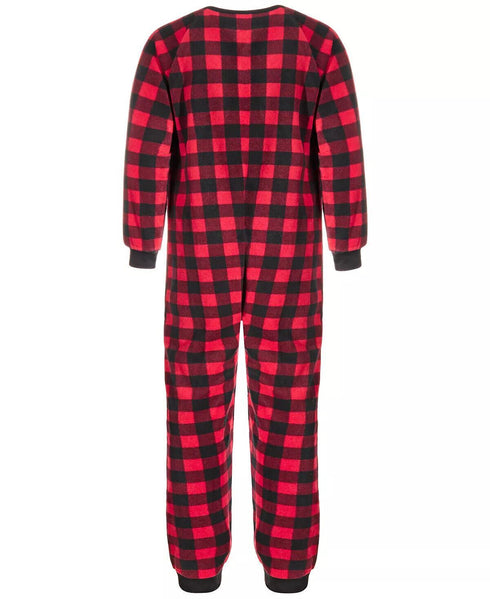 Family Pajamas Little & Big Kids Matching 1-Piece Red Check Printed Pajamas 4-5