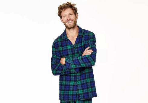 Family Pajamas Mens Matching Black Watch Plaid Pajama Set Size Small