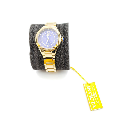 Invicta Womens Watch 28281 Angel Blue Dial Gold Tone Stainless Steel Quartz 35mm