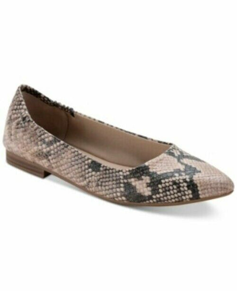 Sun + Stone Jilly Pointed-Toe Flats Ivory Snake Size 9 M