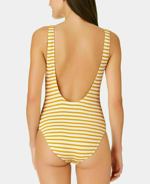 California Waves Juniors Textured Grommet Yellow One Piece New - Large