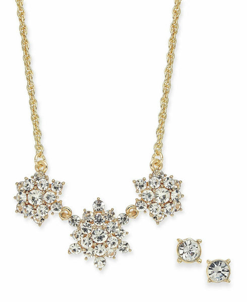 Charter Club Gold-Tone Crystal Burst Collar Necklace & Stud Earrings Set
