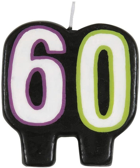 Unique Birthday Cheer 60th Birthday Candle 2.5" x 2"