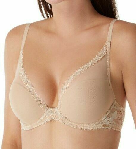 Calvin Klein QF4828 Perfectly Fit Perennial Lightly Lined Plunge Bra Beige 34 D