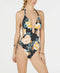Bar III One-Piece Swimsuit Floral Stripe Printed Large New
