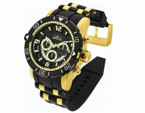 Invicta Men's Pro-Diver 23702 Black/Gold Tone 50MM Case Chronograph Watch W CASE