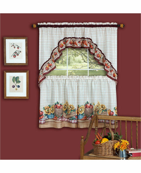 Achim Farmer's Market Printed Tier and Swag Window Curtain Set, 57x24