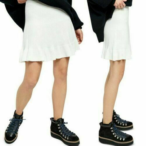 Free People Solid Gold Ribbed Mini Skirt Cream Size Large