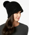 Surell Rabbit-Fur Pom Pom Knit Hat Black