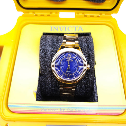 Invicta Womens Watch 28281 Angel Blue Dial Gold Tone Stainless Steel Quartz 35mm