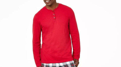 Family Pajamas Men’s Mix It Stewart Plaid Family Pajama Top Large