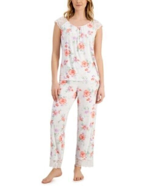 Charter Club Lace-Trim Pajama Set Blossoms White Floral Size Medium