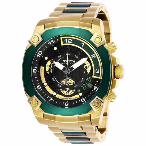 Invicta Men's Watch 27050 Reserve Gold Tone Black Dial Green