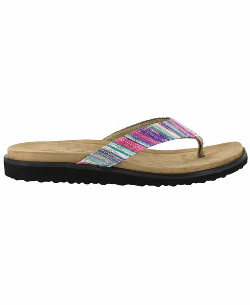 Women's Easy Street Stevie Thong Sandals Purple Striped Metallic Multi Size 8N