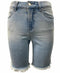 Dollhouse Juniors' Frayed High Rise Denim Bermuda Shorts Light Wash Size 13