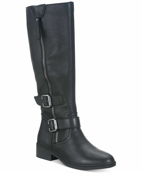 American Rag Women's Collins Leather Buckled Tall Boot Size 5M Black
