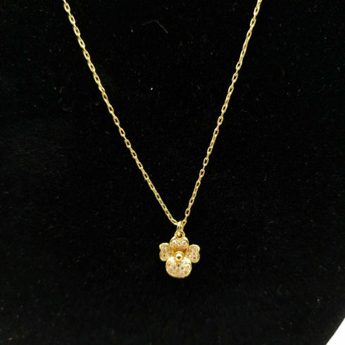 kate spade new york Gold-Tone Pavé Flower Pendant Necklace, 16" + 3" extender