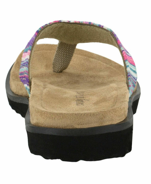 Women's Easy Street Stevie Thong Sandals Purple Striped Metallic Multi Size 8N