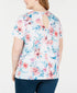 Ideology Womens Floral Printed Keyhole Back T-Shirt 1X