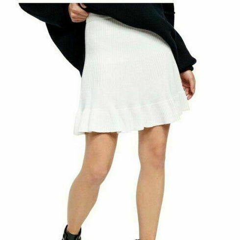 Free People Solid Gold Ribbed Mini Skirt Cream Size Large