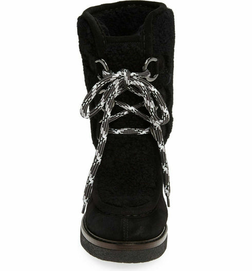 Aquatalia Wynter Water Resistant Genuine Shearling Boot Black Size 10 Msrp $595