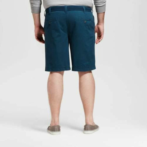 Men's Belted Flat Front Solid Blue 50 - Mossimo Supply Co