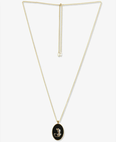 Lucky Brand Gold-Tone Leopard Reversible 34" Adjustable Pendant Necklace