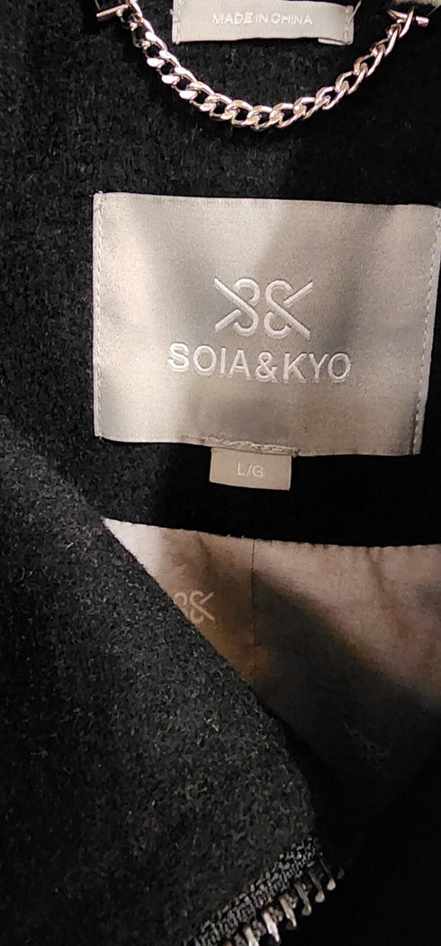 Soia & Kyo Men's Belted Single Breasted Coat Black Size Large