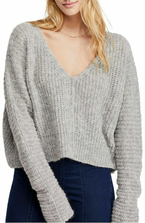 Free People - Light Grey Moonbeam V Neck Sweater Size Small